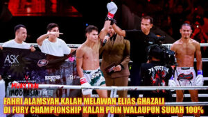 Muay Thai Indonesia Fahri Alamsyah Kalah dari Elias Ghazali di Fury Redemption 2025